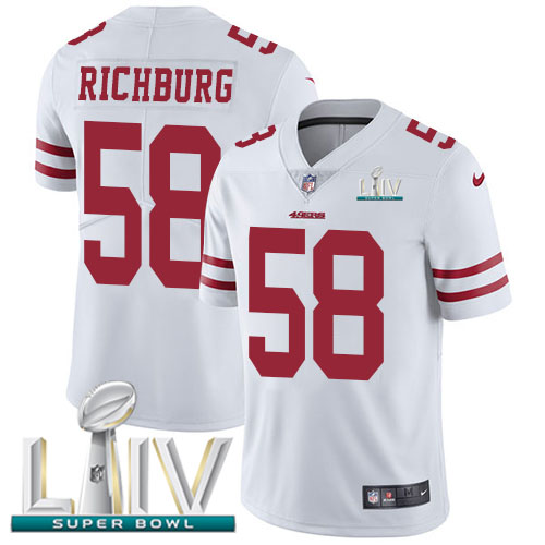 San Francisco 49ers Nike #58 Weston Richburg White Super Bowl LIV 2020 Youth Stitched NFL Vapor Untouchable Limited Jersey->youth nfl jersey->Youth Jersey